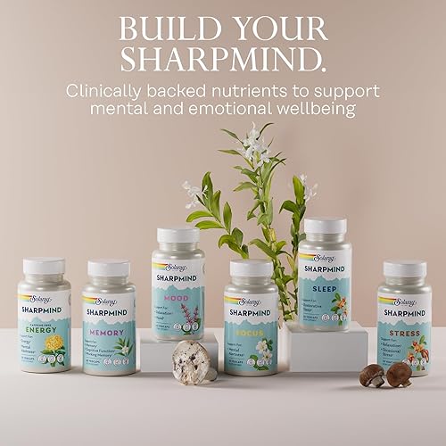 Miniatura 6 de SOLARAY SharpMind - Suplemento nootrópico de apoyo para el estado de ánimo para relajación y alivio ocasional del estrés, adaptógeno con