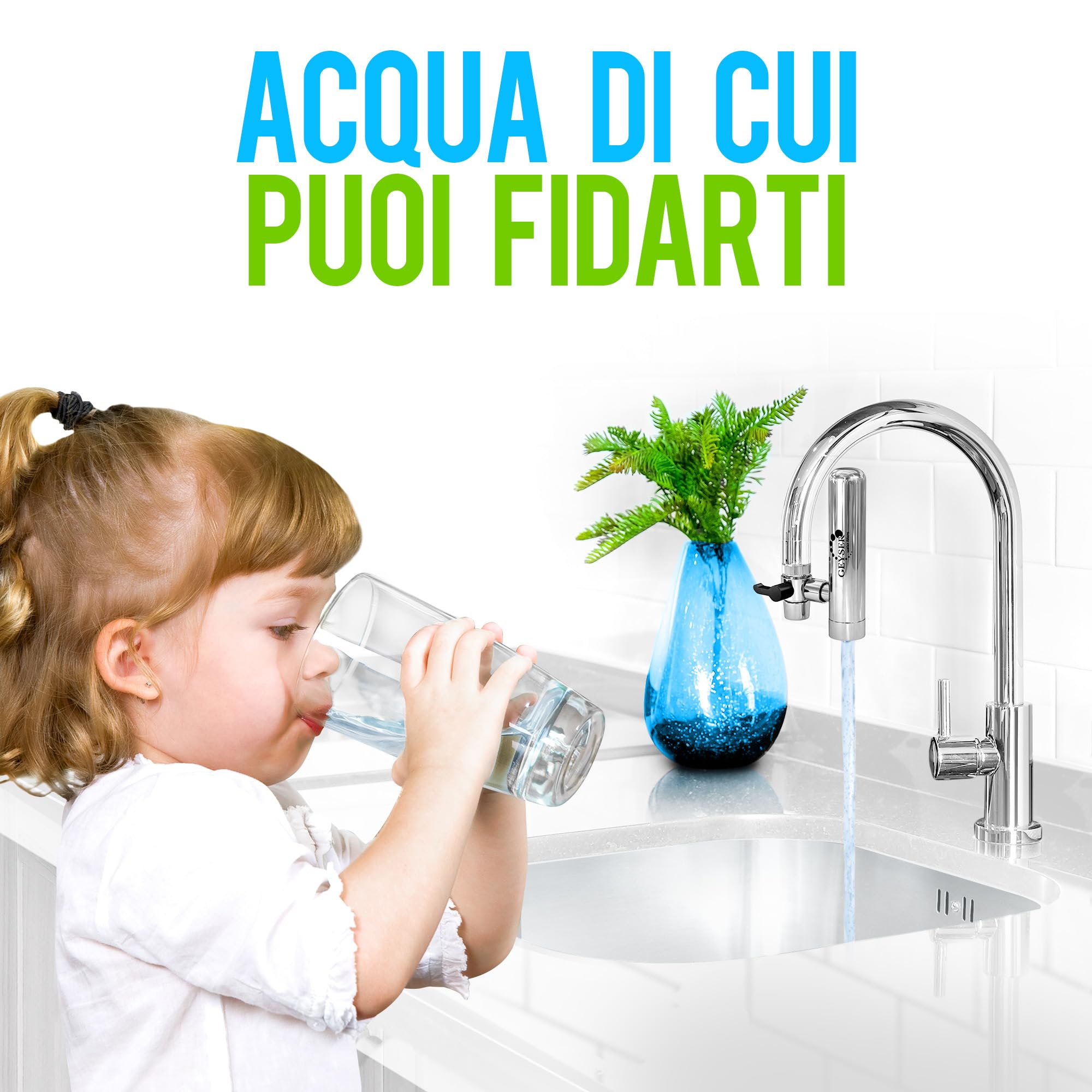 Geyser Euro Cartuccia di Ricambio – Riduzione del Cloro e Protezione dal Calcare, Migliora il Gusto dell’Acqua del Rubinetto, Fino a 3 Mesi (Confezione da 1)