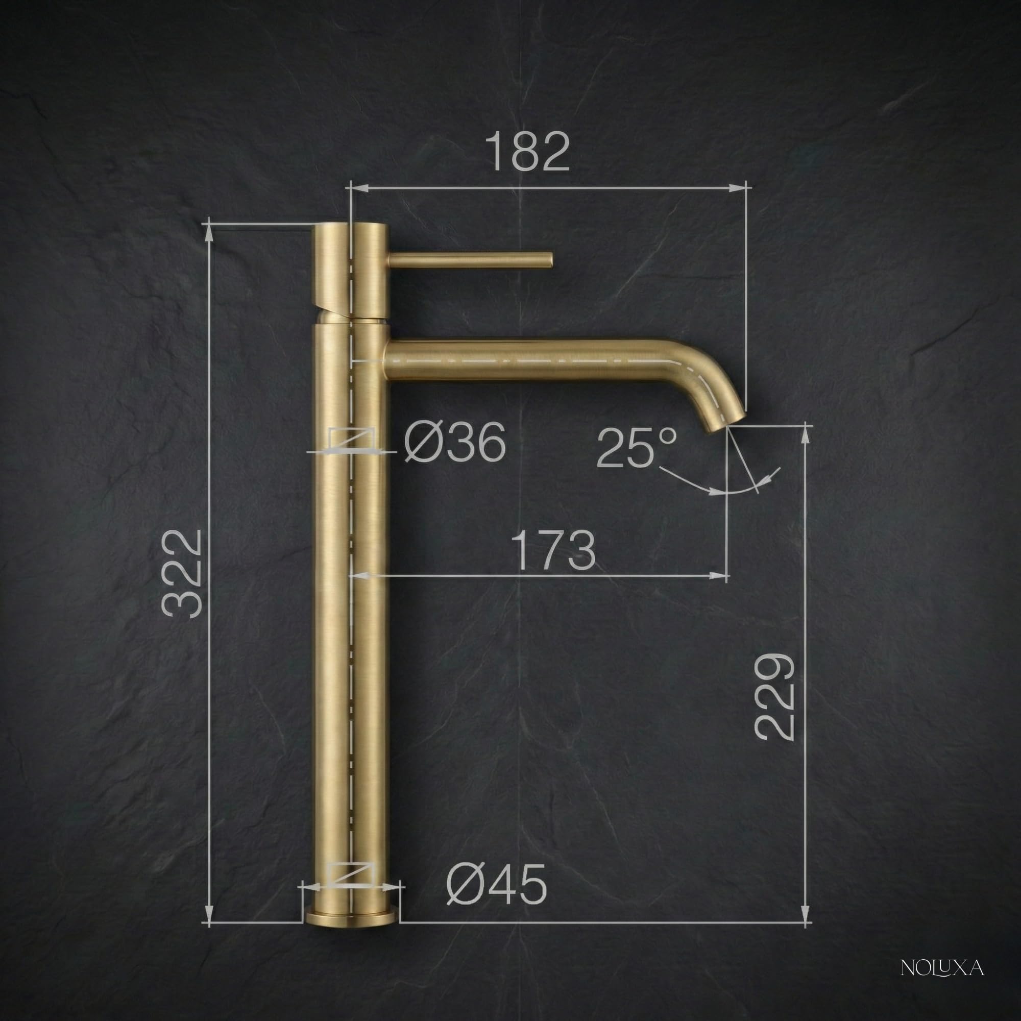 IMEX - Grifo Lavabo Cromado Caño Alto | Grifo Baño Mezclador Agua Fría y Caliente | Grifería Monomando Efecto Cascada con Caño de Latón y Ahorro de Agua | Serie Monza | Color Cromado