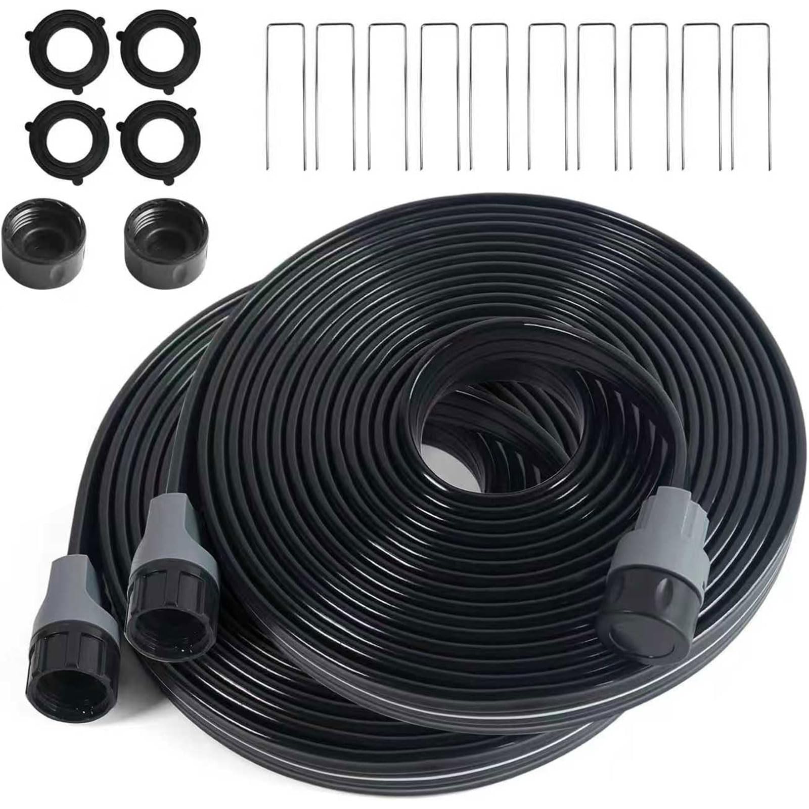 Apgooface 2-Pack Sprinkler Hose with Holes 15 Ft, Flat Soaker Hose 30 ft with Garden Staples, Drip Irrigation Hoses for Lawn, Watering Hose System (Black, 30 ft(15ftx2pack)) — image 1