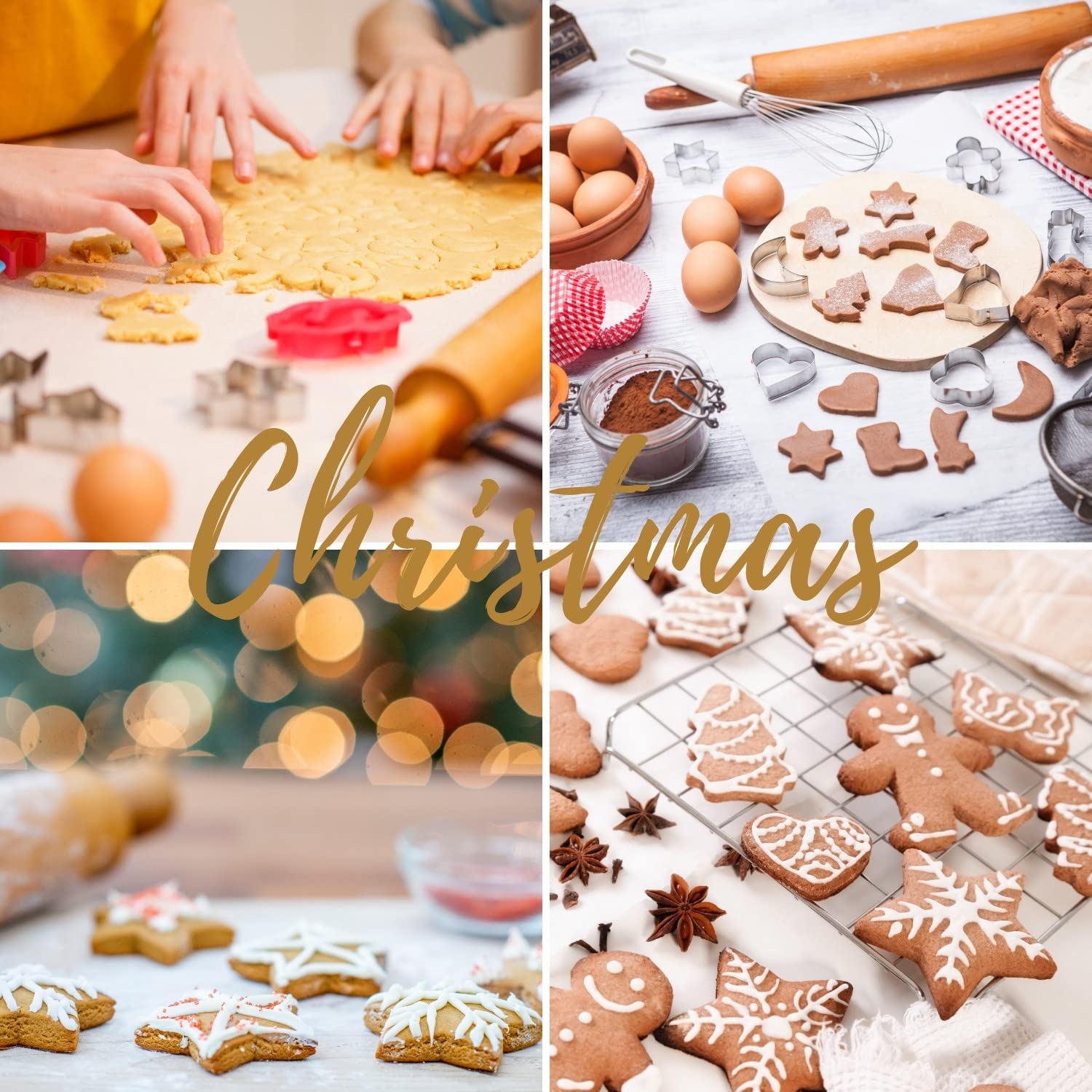 Set Di Formine Per Biscotti Natalizi In Acciaio Inox 12 Pezzi - Stampini Albero Di Natale, Stella, Renna E Altre Forme Festive