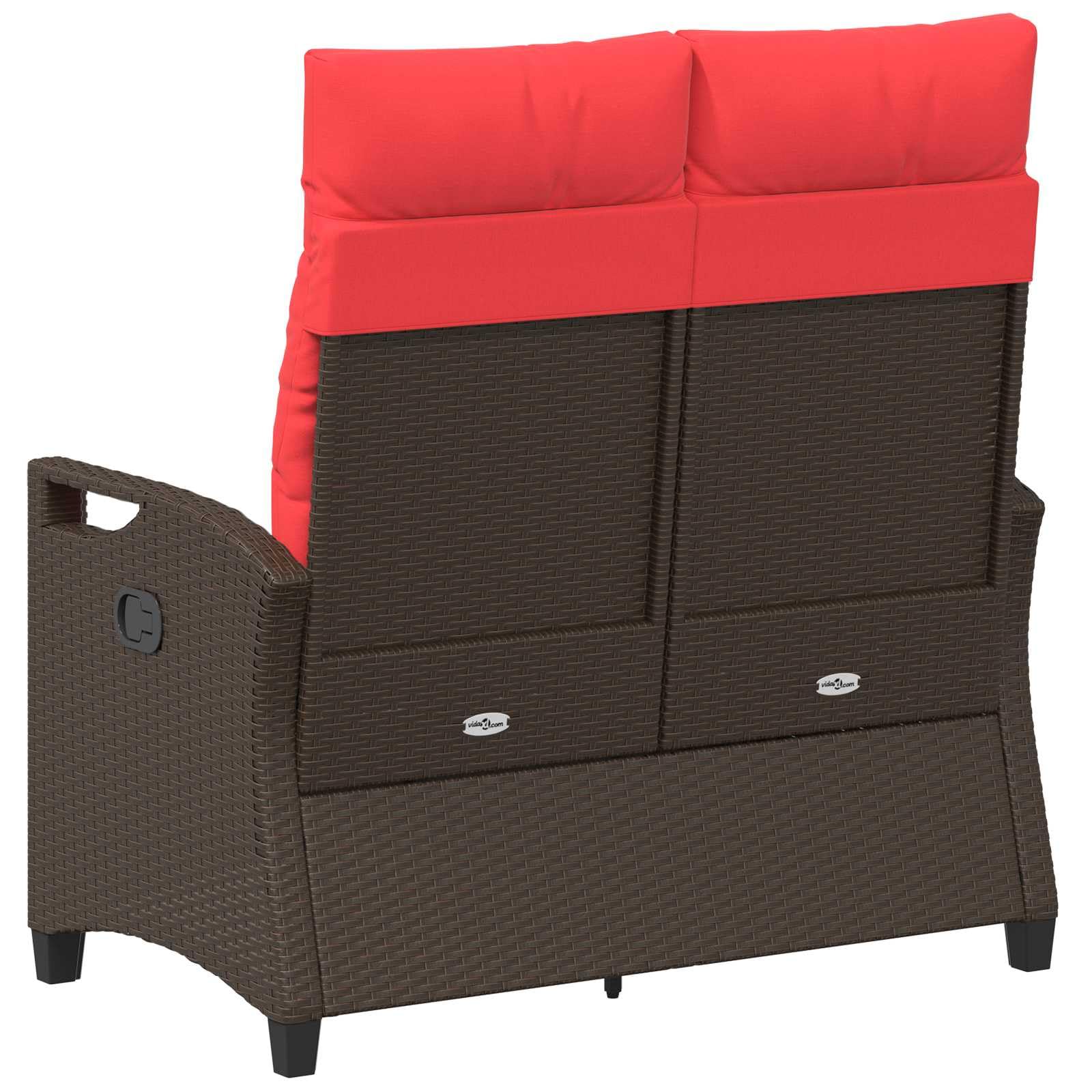 SYDE Banco de Jardín Reclinable Marrón y Rojo 105 x 60 x 112 cm | Acero y Poliéster, Respaldo Ajustable, Reposabrazos Acolchado, para Terraza y Piscina