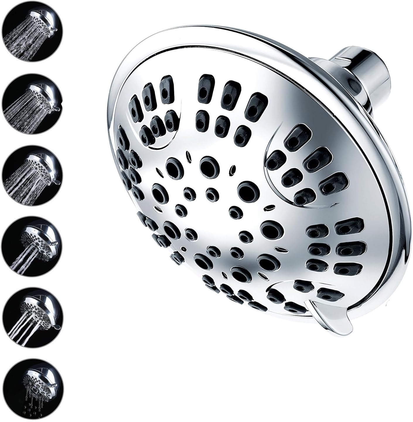 - SHR20800 ABS, 5-INCH, 6-Setting Rain & Massage Flow Overhead Shower and Swivel Joint (Without Arm-Chrome)