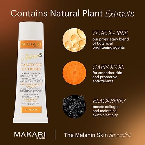 Miniatura 4 de MAKARI Naturalle Carotonic Extreme Glow Crema facial renovadora SPF15 y set de suero iluminador  Hidrata, ilumina y rejuvenece la piel  Reduce el