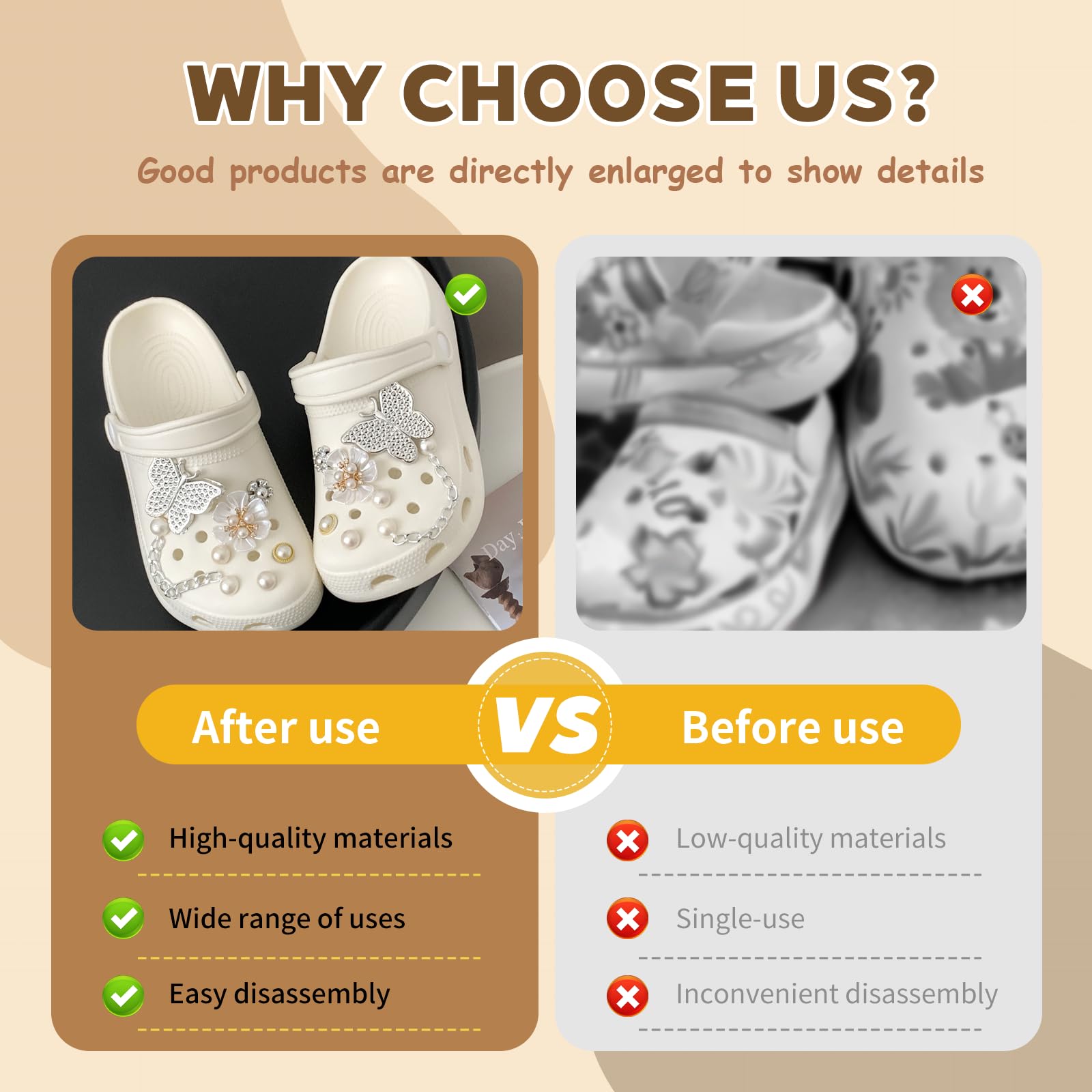 20 sztuk Crocs Ornamenty, Charms Crocs z perłowymi łańcuchami, Pin Crocs Motyle Deco, Kwiaty Croc Pin, Zdejmowane DIY Akcesoria Croc dla kobiet Dorosłych