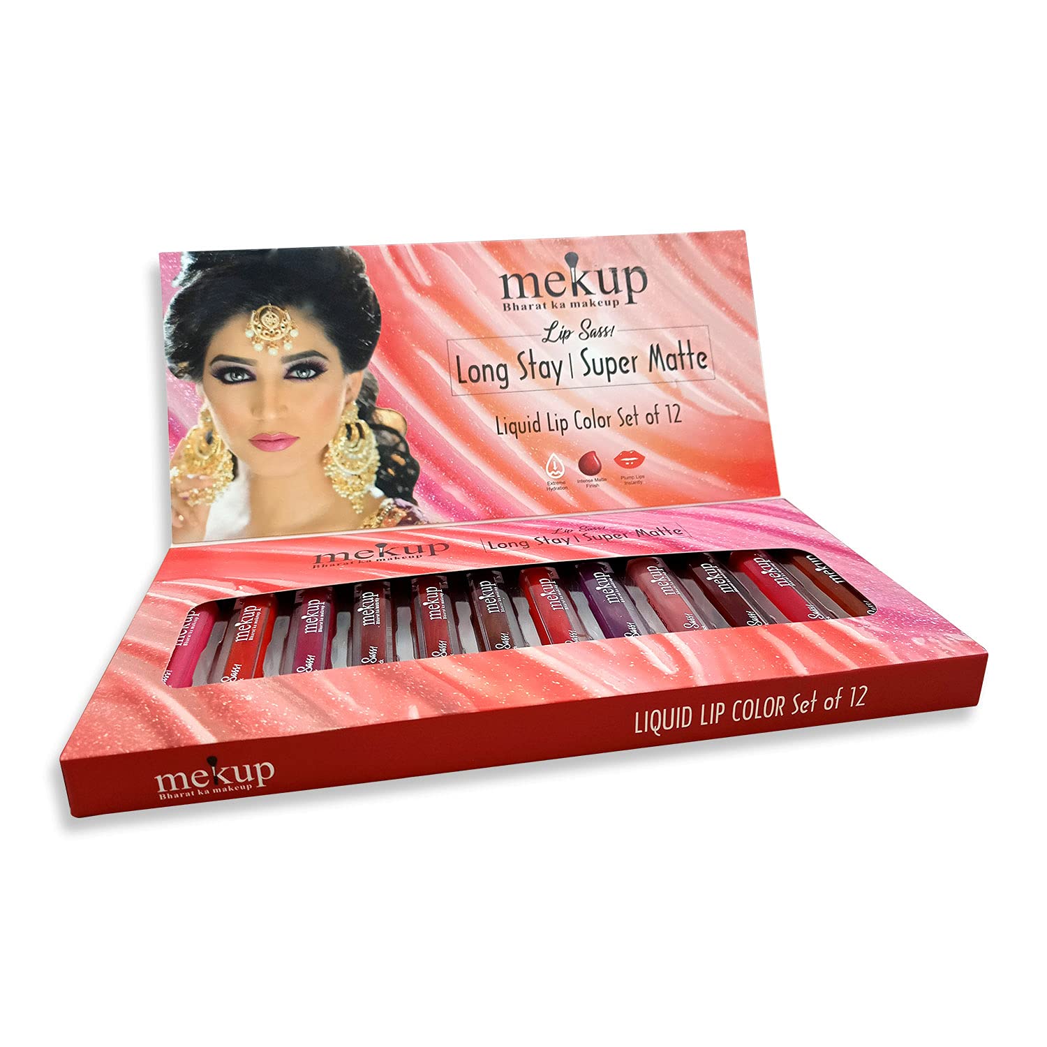 X O T I C A M E K U PMekup Liquid Matte Lip Color Set of 12, Long Lasting Highly Pigmented Waterproof Lipsticks Combo, All in One Gift Set for Girls with Storage Box - Multicolor