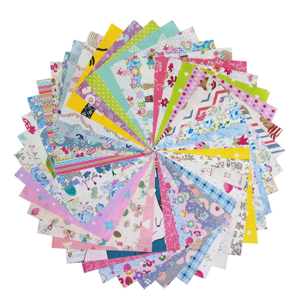 Qililandiy 200pcs Cotton Fabric Bundles 50 Different Patterns, 10cm Square Patchwork Sewing Quilting Scrapbooking Craft