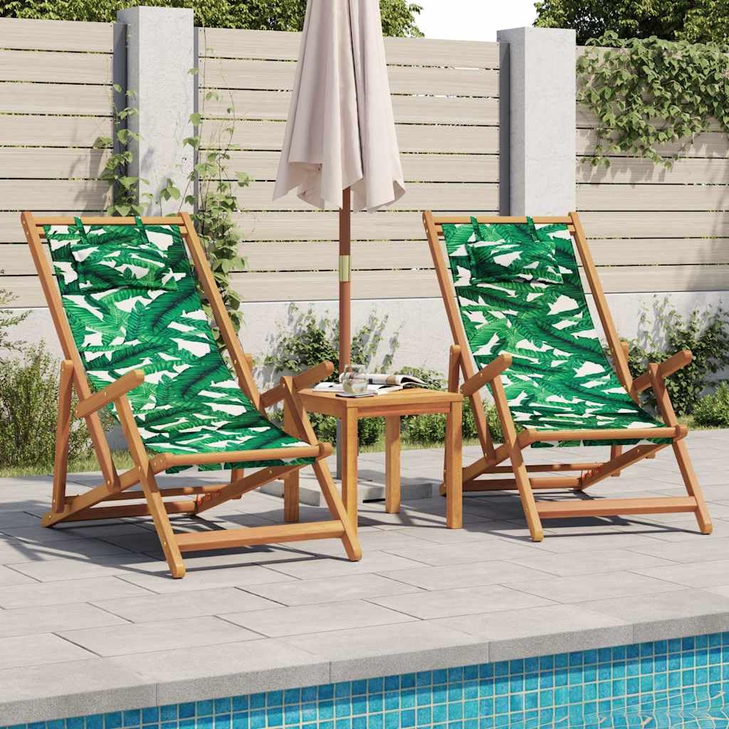 Silla de playa plegable de madera con marco de eucalipto macizo y tela transpirable, ajustable en 3 posiciones, cojín y reposabrazos, resistente hasta 110 kg.