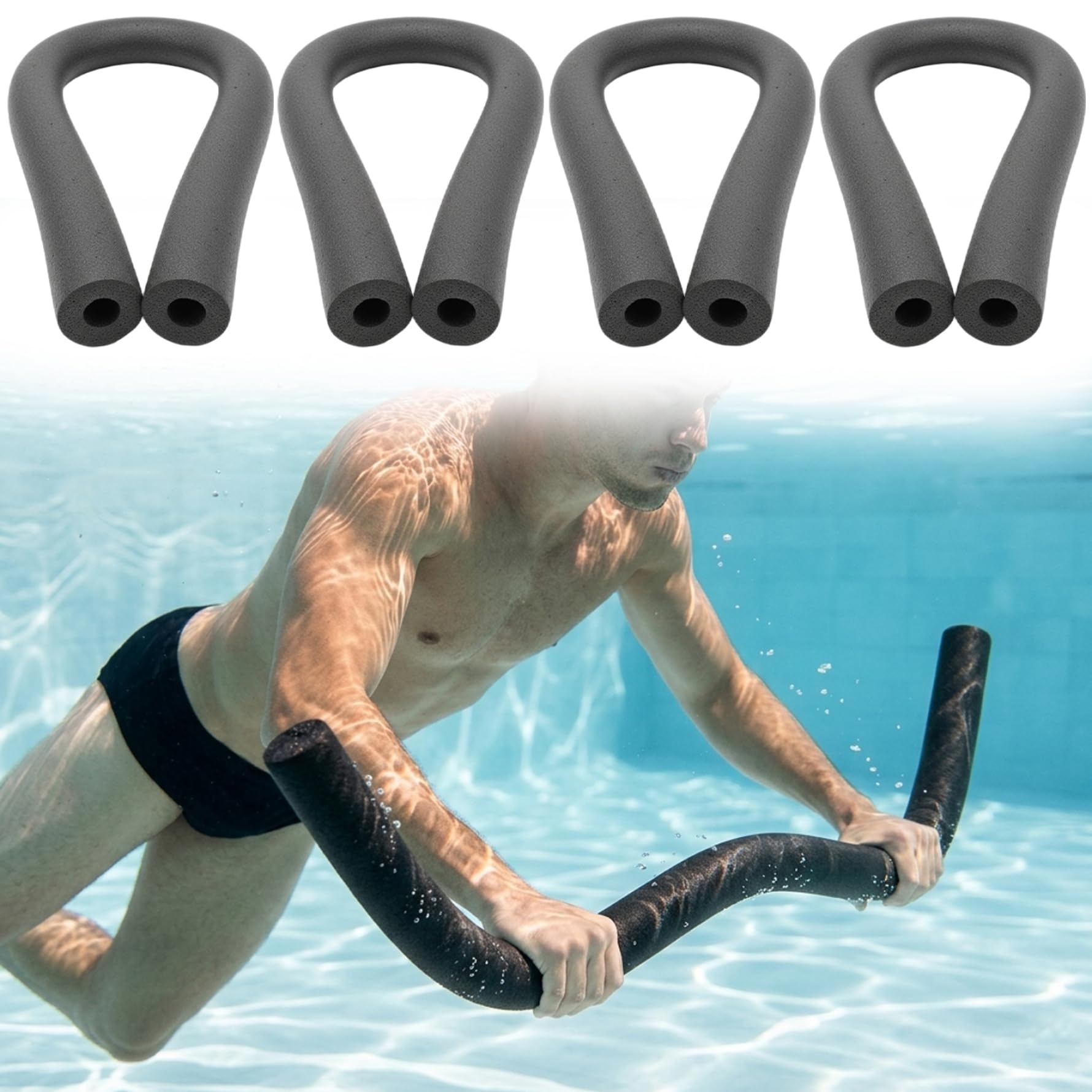Paquet de 4 Nouilles de Piscine, Nouilles en Mousse Creuses 60 Pouces Long pour la Natation, Les Jeux d'eau et Le Soutien, matériau PE Doux et Robuste, Mousse Piscine