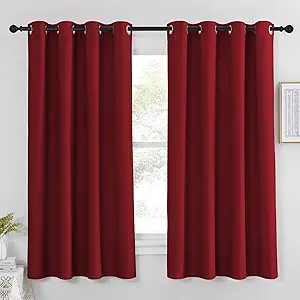 NICETOWN Room Darkening Blackout Red Curtain - (Burgundy Red) Home Decor Energy Smart Thermal Insulated Window Treatment Drape/Drapery for Kitchen, 52x63 Inch,1 Piece