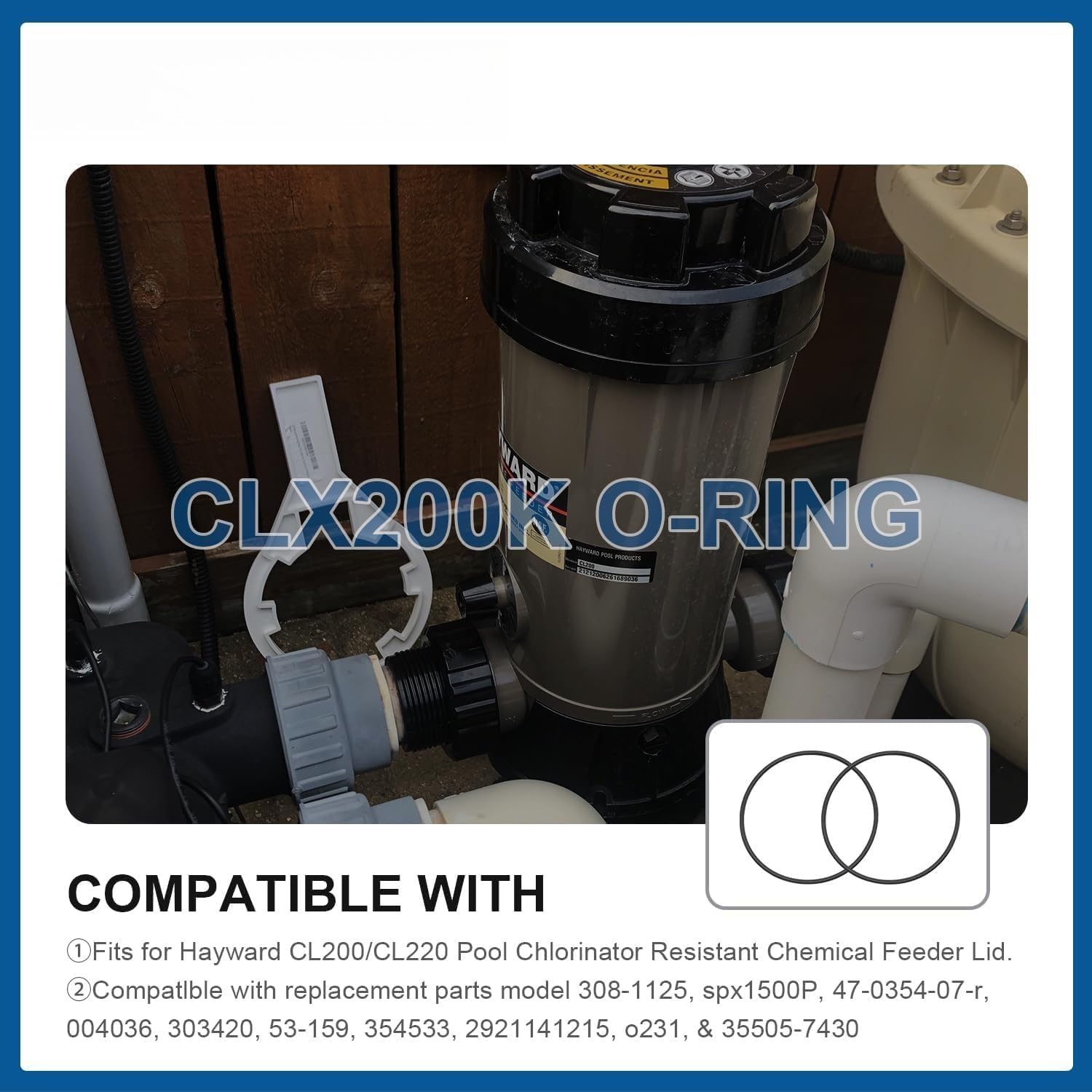 CLX200K - Tapones tóricos para clorador de piscina Hayward CL200/CL220 (2 unidades)