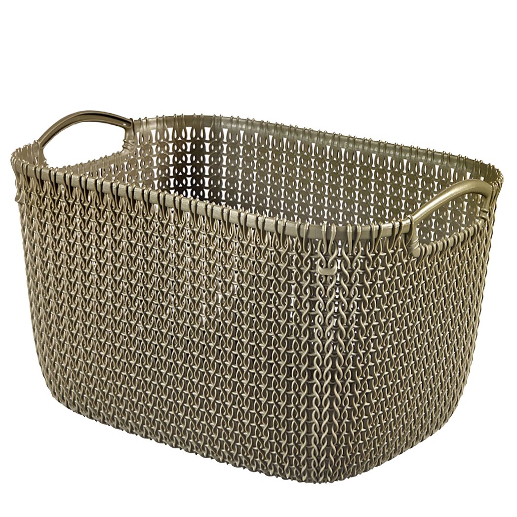 Curver Knitted Look L 19 Litre Storage Basket, Plastic, Harvest Brown, 39.5 x 29.5 x 23.6 cm, Plastic