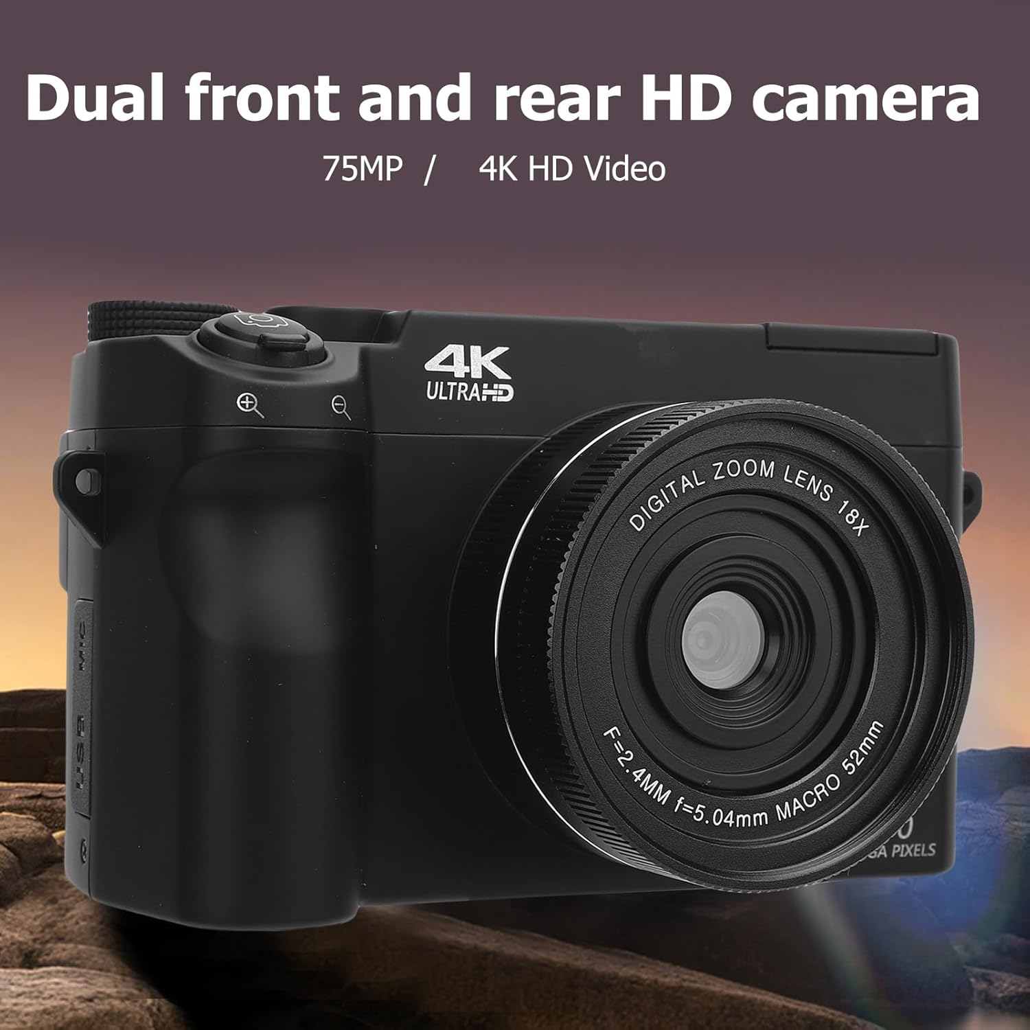 CUIFATI 4K Digital Camera, 75MP UHD 18x Zoom Digital Video Camera with WiFi for Photography, Front and Rear Dual Camera with 3 Inch LCD Screen and Flash (Black) - Image 8