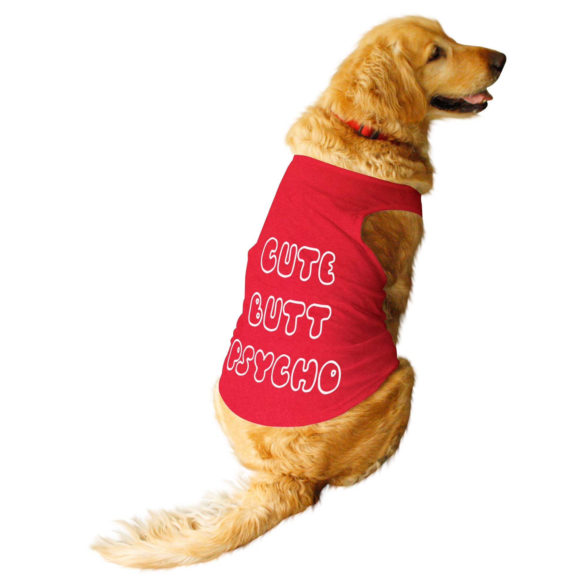 Ruse Pet Cute Butt Psycho Round Neck Sleeveless Vest Tank T-Shirt/Tees for Dog Clothes Summer Apparel.Poppy Red/Size:-/XXL (Full Grown Saint Bernard, Great Dane etc.) (B08Z8FY7ZD) Amazon Price History, Amazon Price Tracker