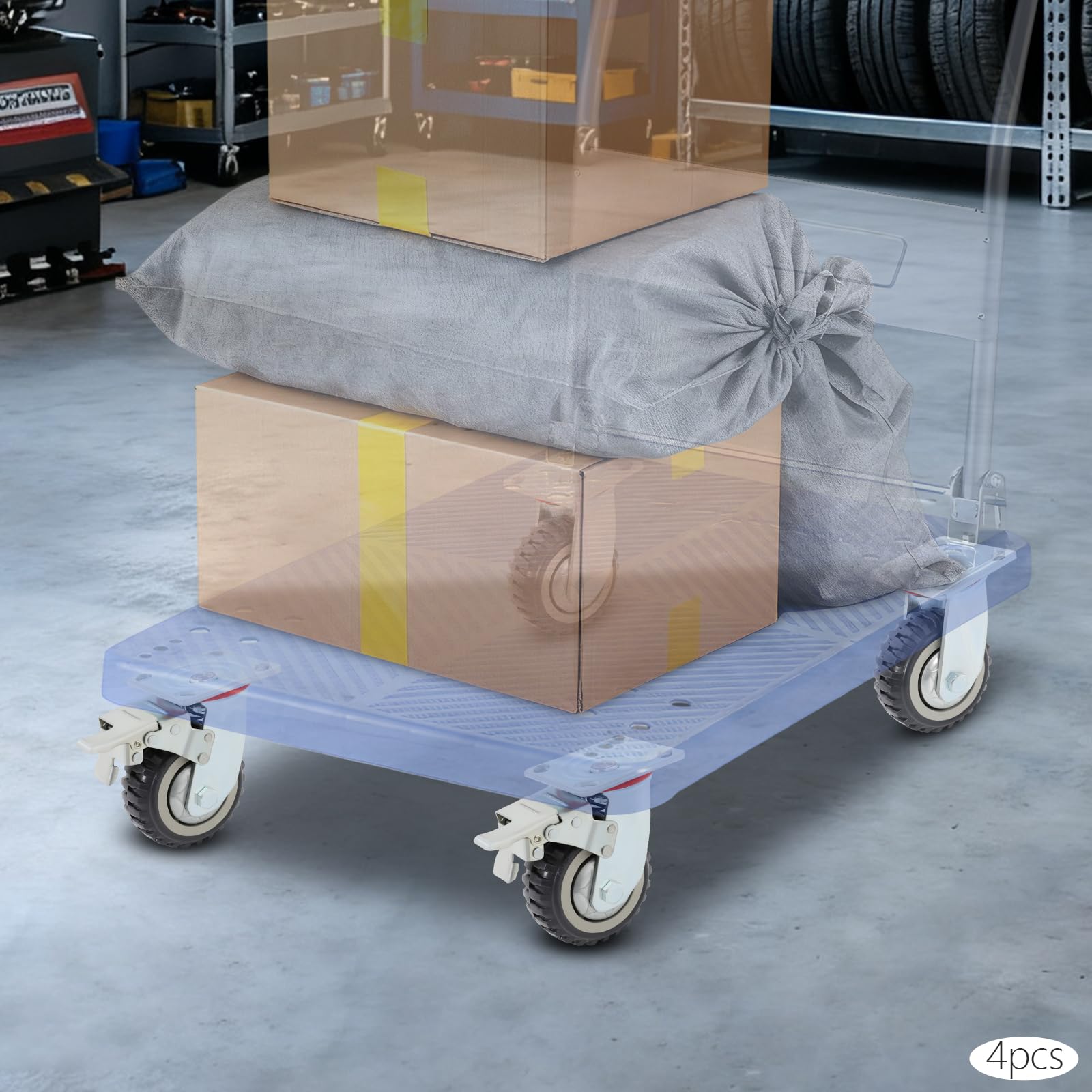 Ruedas giratorias para cargas pesadas, 4 unidades, hasta 250 kg | 4 ruedas de freno, PU, giratorio 360°, para carro de muebles, banco de trabajo