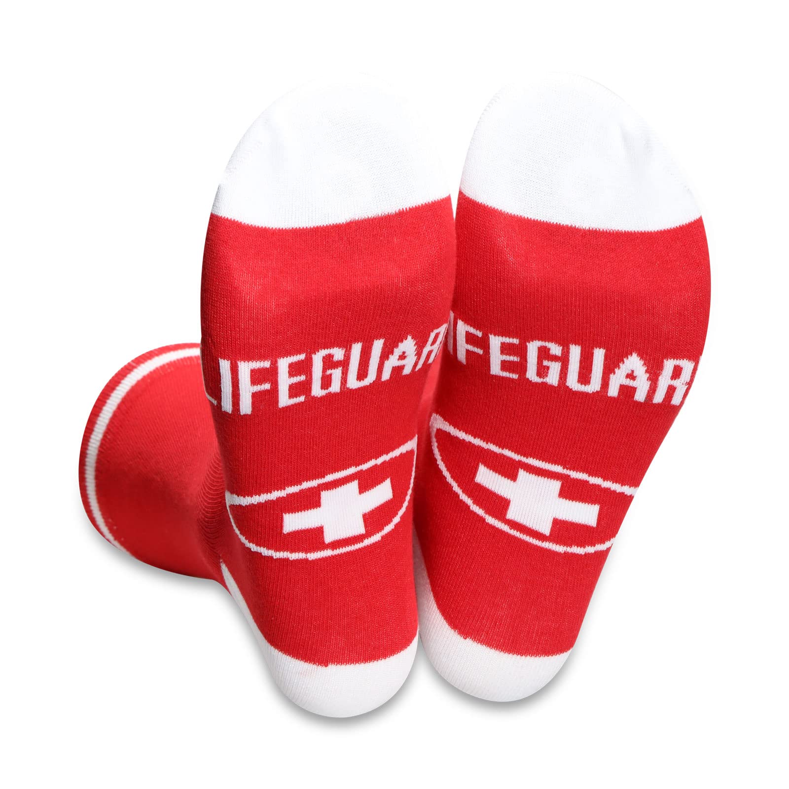 LEVLO Lifeguard Red Socks Lifeguarding Gift Lifeguard Uniform Socks (Lifeguard Socks)