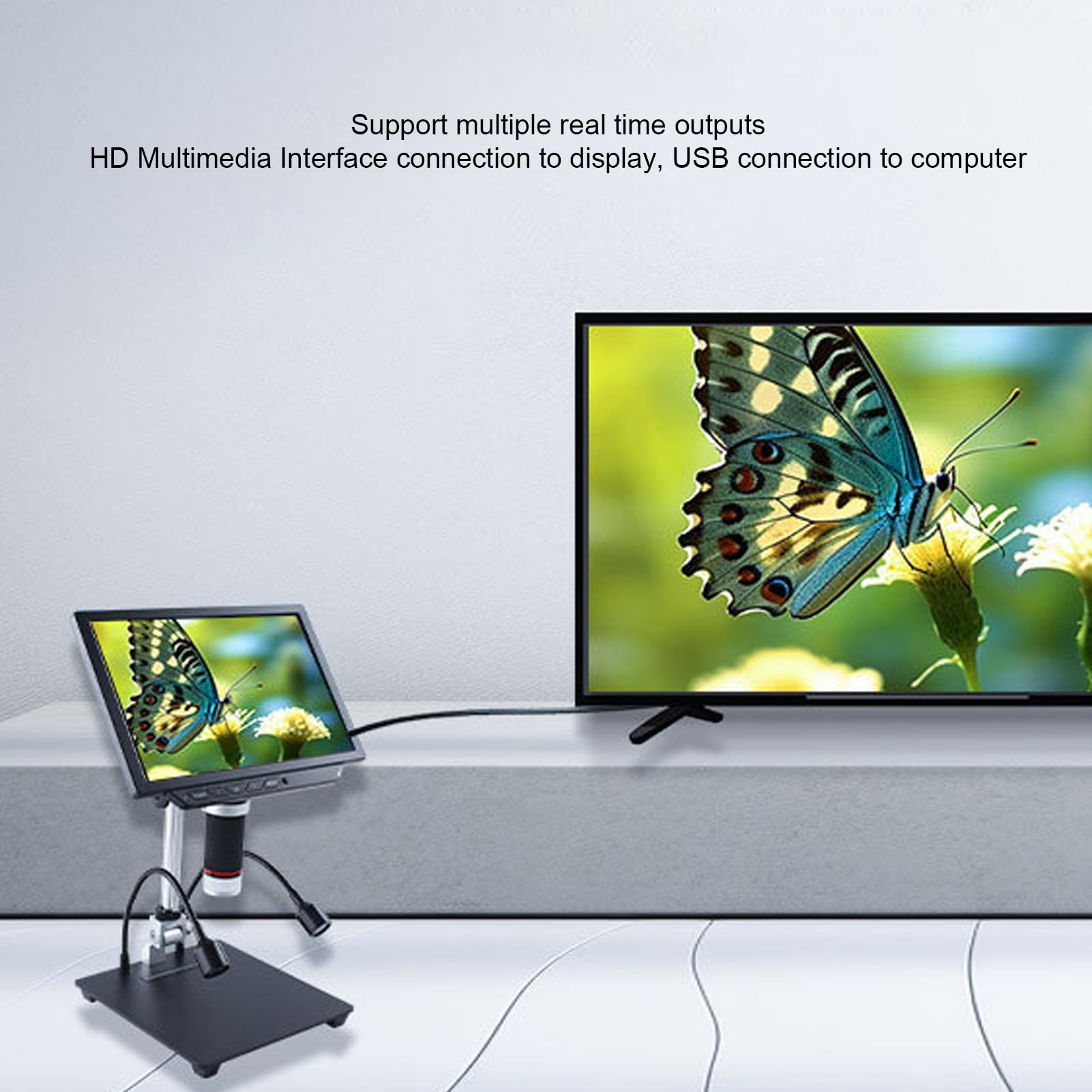LCD-Digitalmikroskop Professionelles Tragbares 8-Zoll-Digitalmikroskop HD-Objektiv für die Inspektion von Elektronik-Leiterplatten und die Betrachtung von Textilien