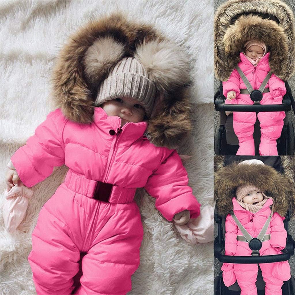 Baby Boys Girls Snow Suit Toddler Winter Hooded Zip-Up Puffer Jacket Outdoor Warm Ski Snow 1-Piece Jumpsuit - Image 2