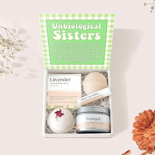 Dear Ava Regalos de spa para mujeres – Cuidado personal orgánico de lujo anti estrés relajante baño y cuerpo Kit de cesta para ella con tarjeta de