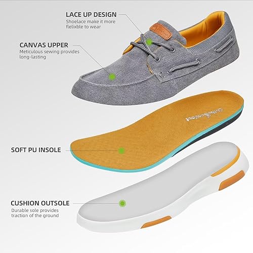 Miniatura 5 de OrthoComfoot Mocasines Ortopédicos Sin Cordones para Caminar para Hombres Mocasines Casuales de Lona para Fascitis Plantar con Soporte de Arco,