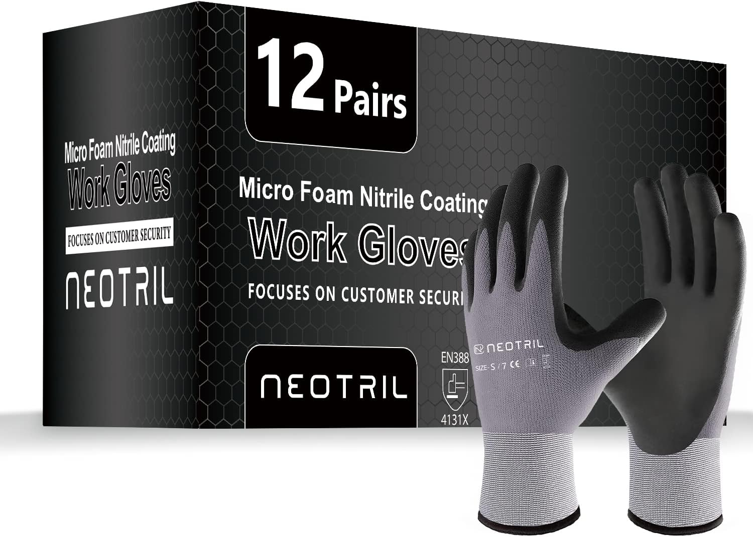 Safety Work Gloves MicroFoam Nitrile Coated-3/6/12/36 Pairs,Breathable Nylon Working Gloves for Men Women