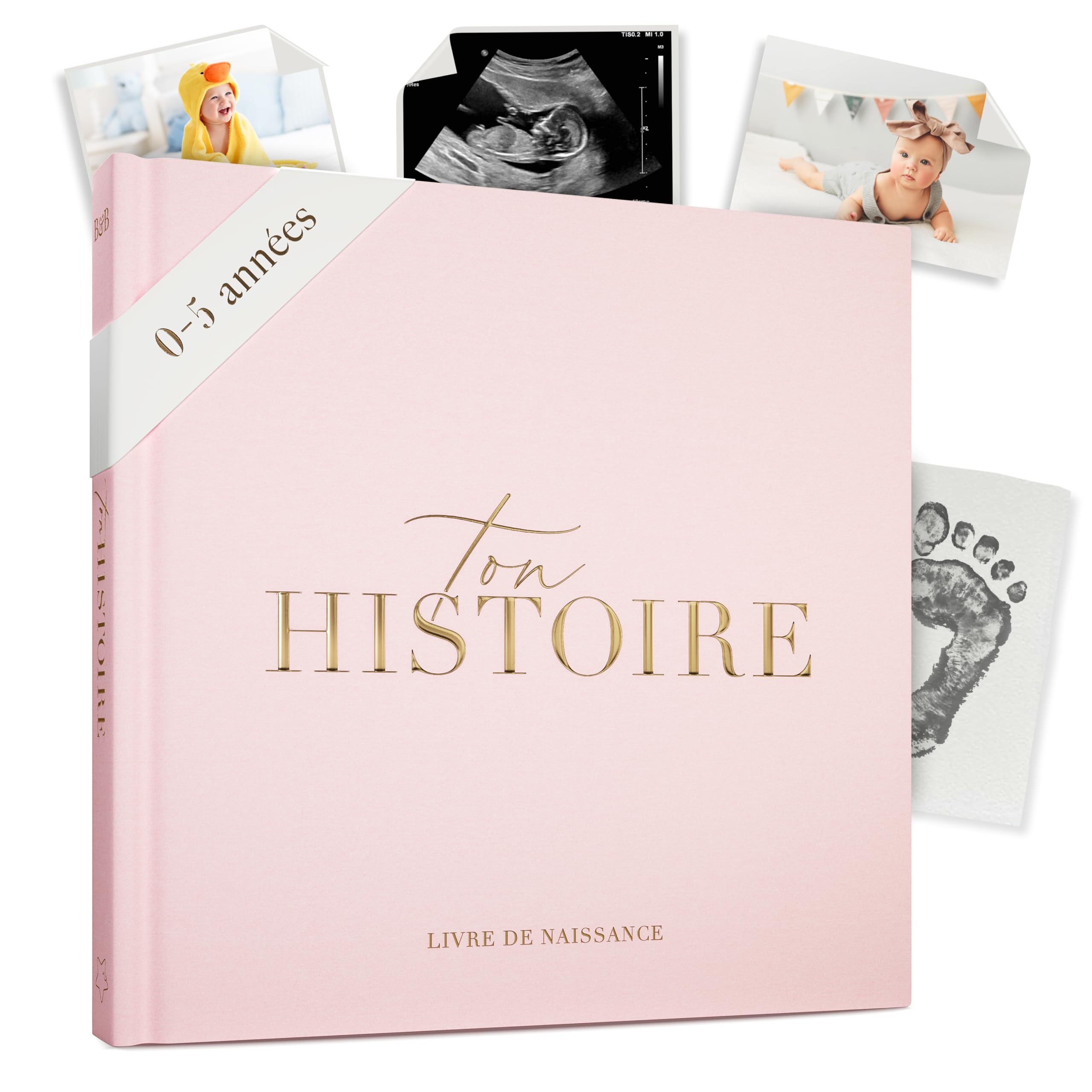 Livre de Naissance - Album Photos et Naissance - Cadeau Naissance 132 Pages et Album Photo Scrapbooking – Livre Naissance Bébé Garçons et Filles – Photos de 6 x 4'' et 4 x 6'' (Rose)