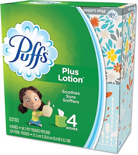 Plus Lotion Facial Tissue, 1 capa, blanco, 56 hojascaja, 24 cajascartón