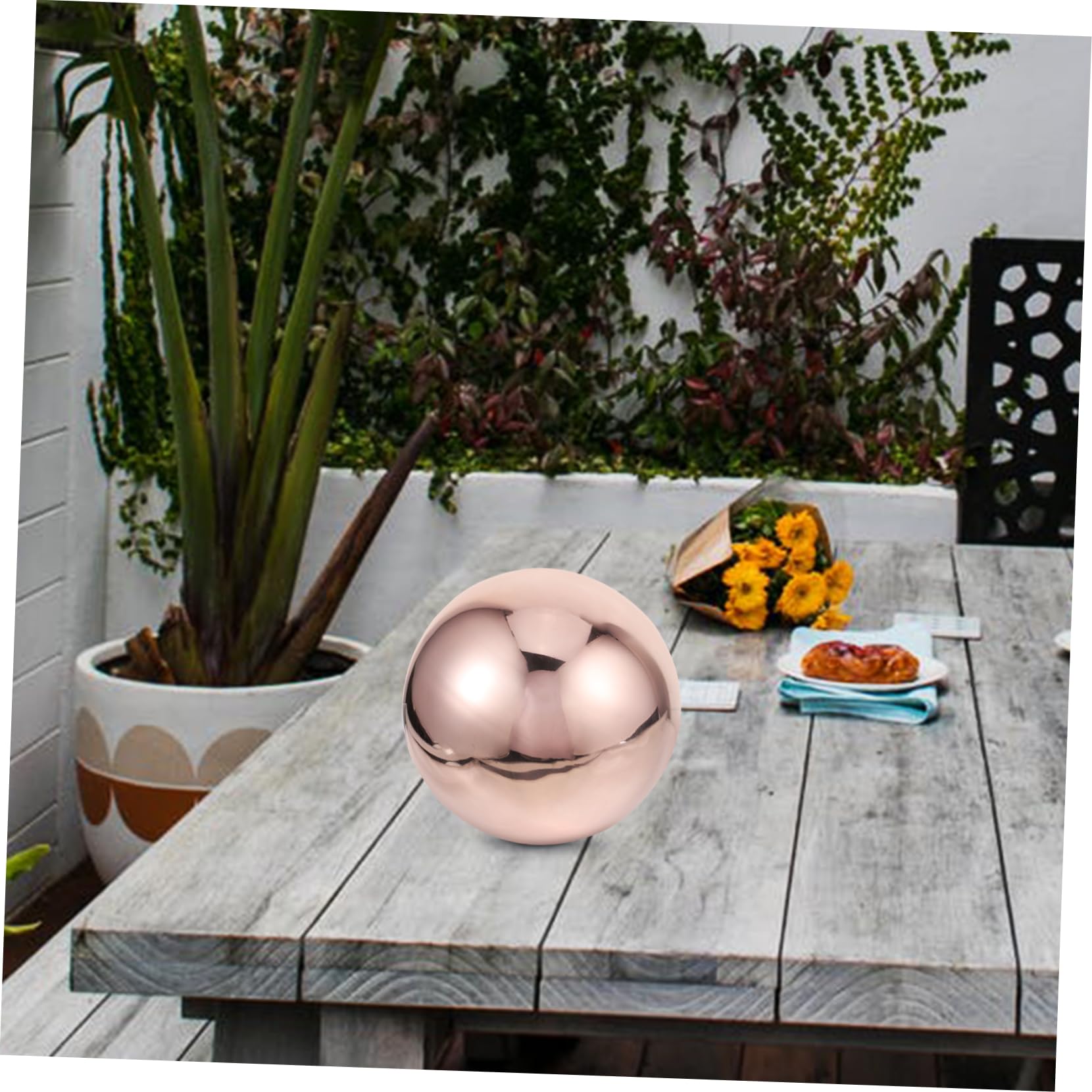 TOYANDONA Sfera Riflettente da Giardino in Acciaio Inox, Globo Lucido Decorativo per Esterni, Effetto Specchio e Riflessione