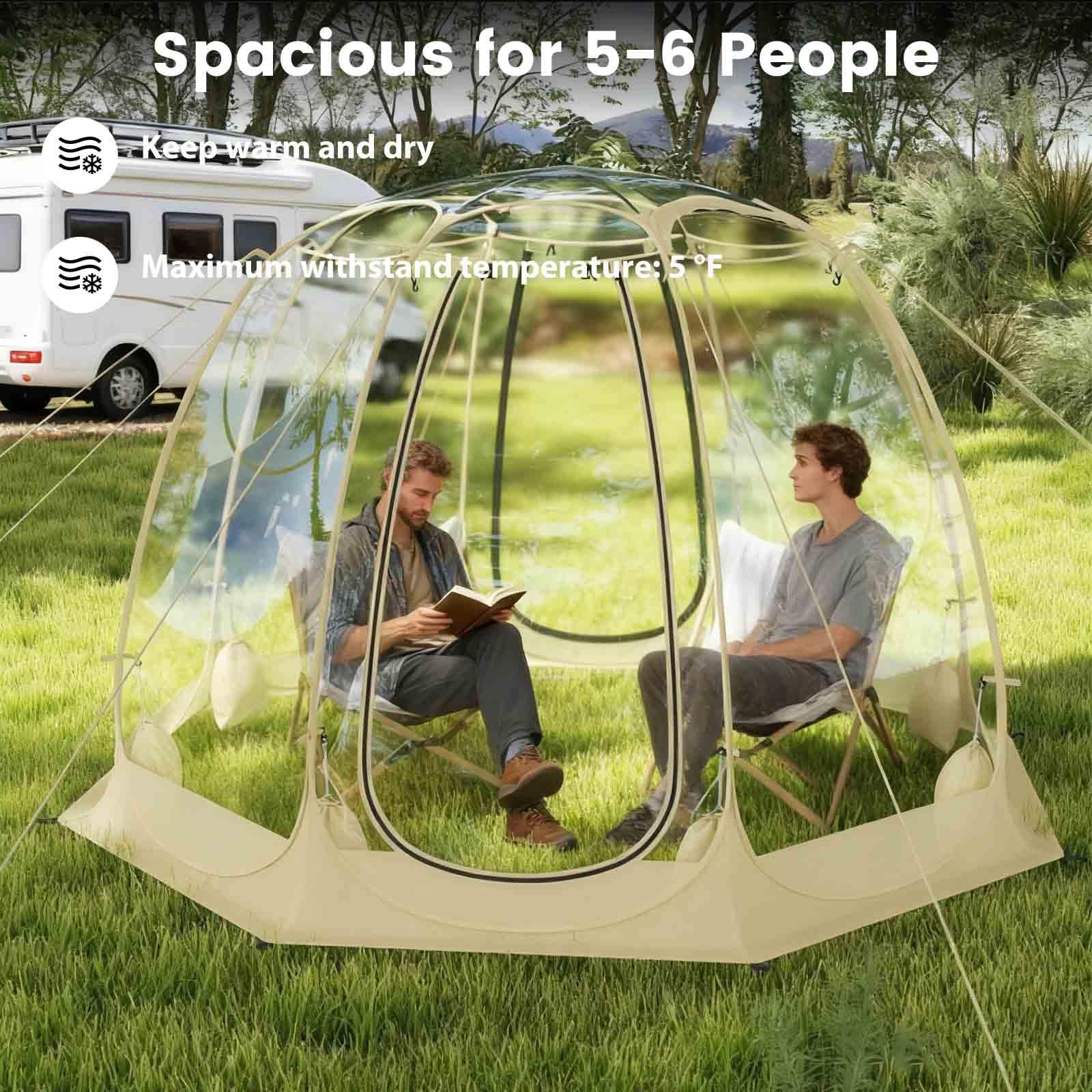 HOMASIS Tienda de campaña Transparente, Tienda instantánea desplegable para 6-10 Personas, Casa de Pantalla portátil con Bolsa de Transporte para Camping