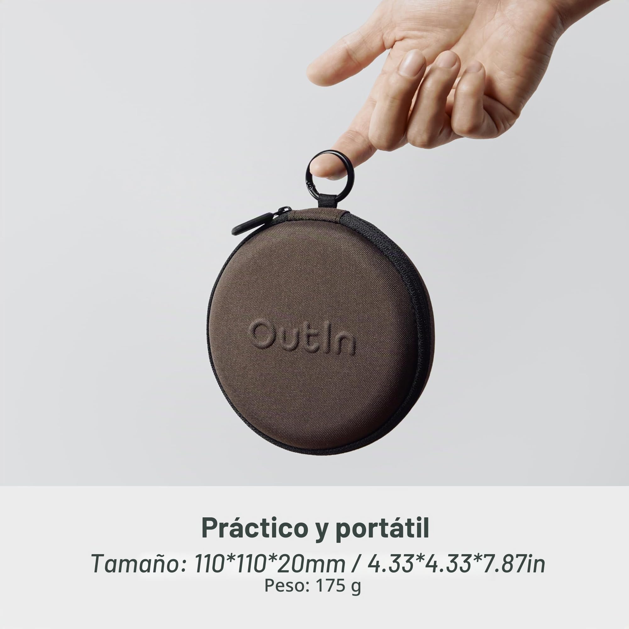 OutIn Claro Báscula Portátil para Café, Medición 2 kg/0,1 g de Alta Precisión, Modo Pour Over con Temporizador, Recargable con Bolsa Protectora