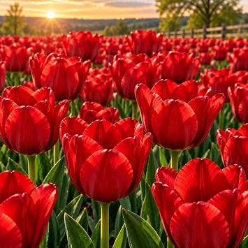 10 Red Impression Tulip Bulbs | Top Size Bulbs | Large Red Blooms