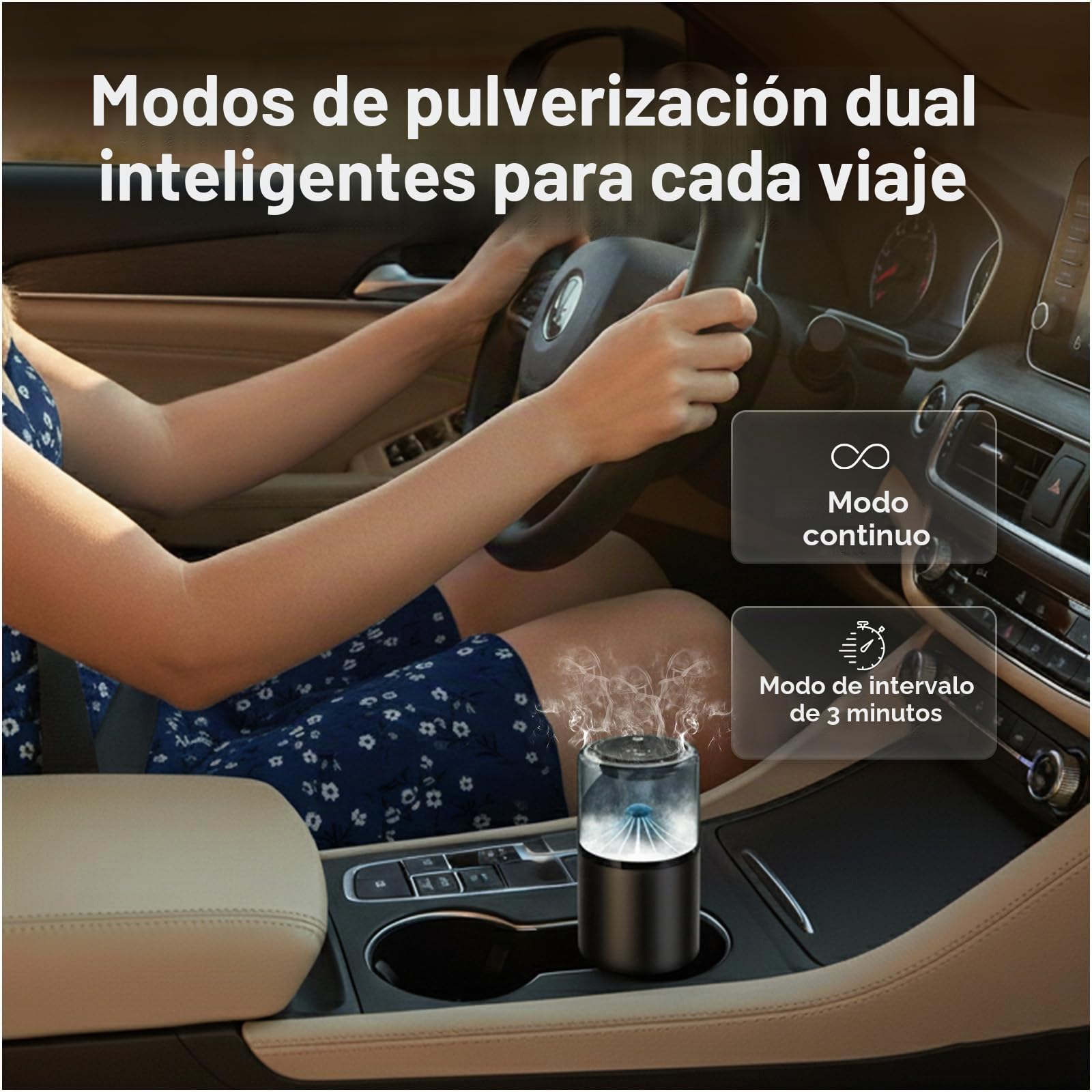 Difusor de Ambientador para Coche con Aroma Blue Ocean de MMOBIEL – Difusor de Coche con 2 Modos de Pulverización, 4 Niveles Intensidad, Encendido/Apagado Automático y Cable – USB/Batería – Sin Llama