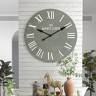 ARTPOWER Large Farmhouse Wall Clock, 35.5” Shiplap Wall Clock with Roman...