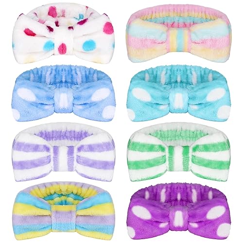 Ondder 8 diademas de microfibra multiusos para mujer, spa, maquillaje, cuidado de la piel, yoga, facial, lavado facial, 8 unidades (paquete de 1),