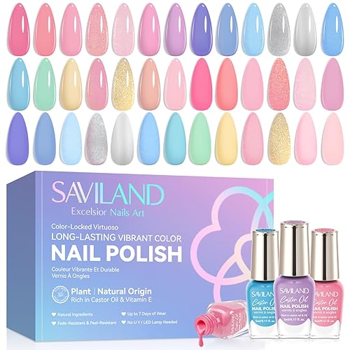 SAVILAND Color Artistry Nail Polish Set: Ultra Quick Dry Regular Nail Polish Kit 20+3 Colors Spring Summer Fingernail Polish Bulk Base Glossy & Matte Top Polish Coat Nail Art DIY Home Women Gift