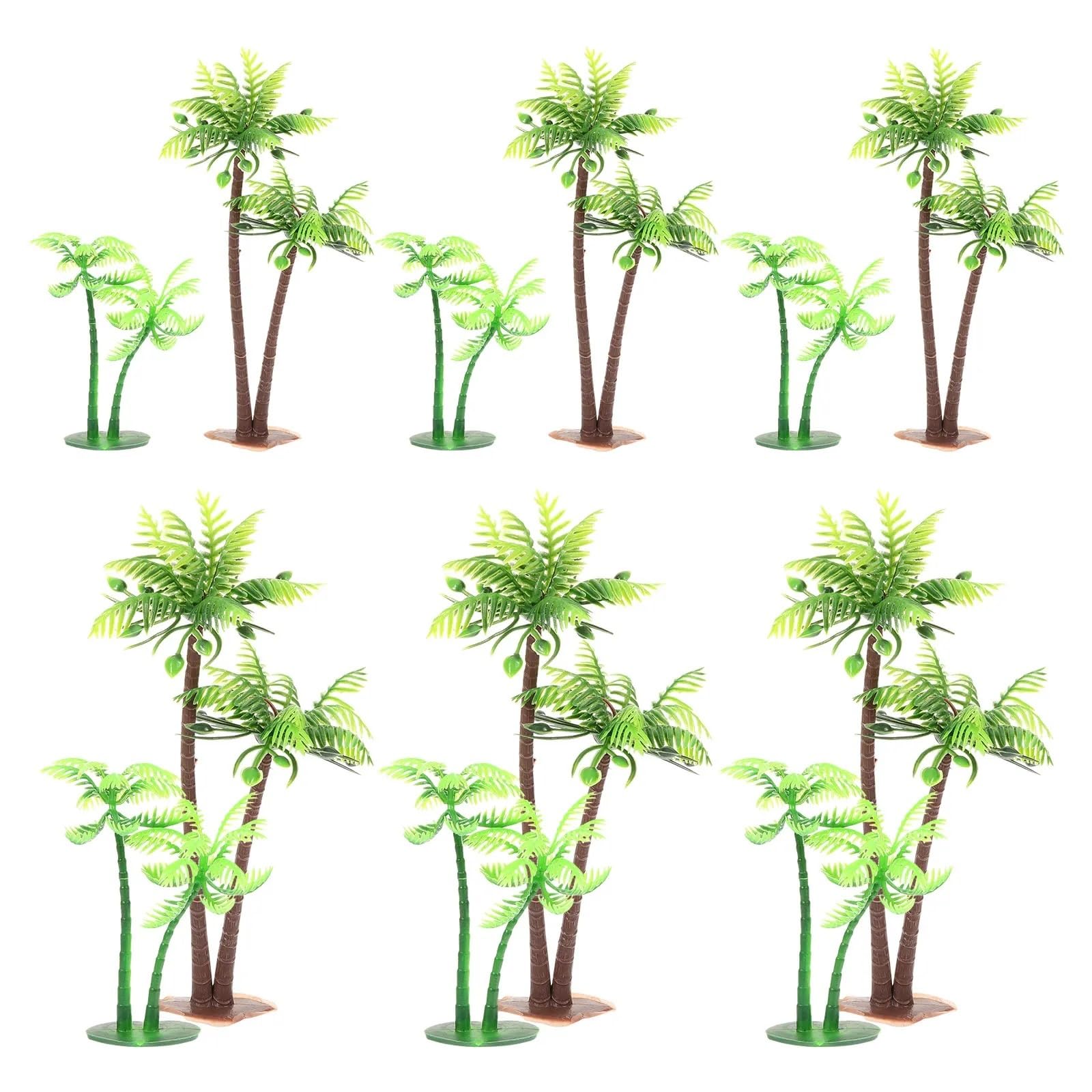 DUNSBY Model Trees 12 Pcs Coconut Tree Decoration Miniature Plant Model Small Potted Plants Simulation Artificial Trees