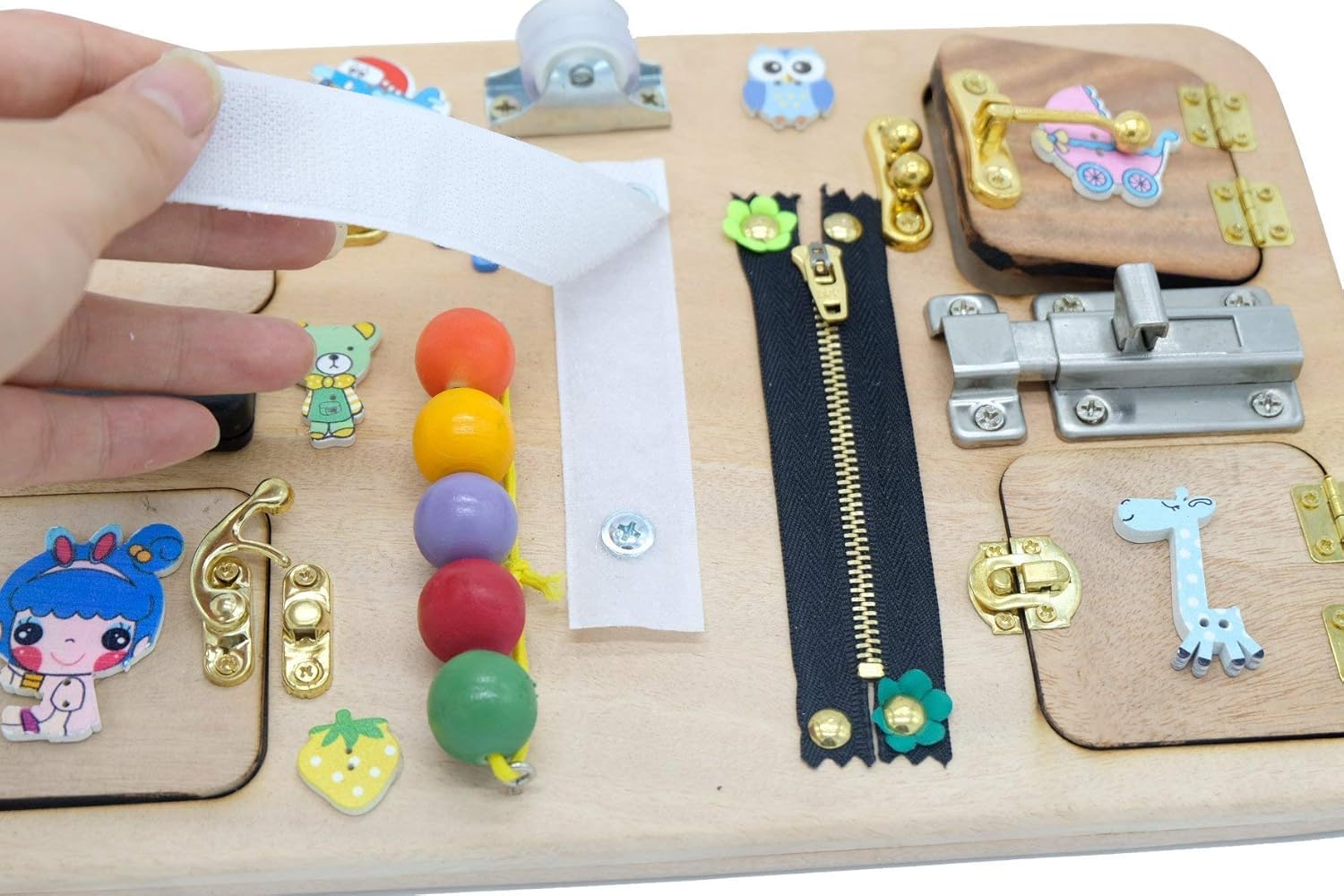 Busy Board 30 x 20 cm (12 x 8 inches) ,Travel Busy Broad, Toy for Toddler, Sensory Children Game, Activity Toy, Montessori Toy, Wooden Toy, Toddler quiet game - Made In Vietnam