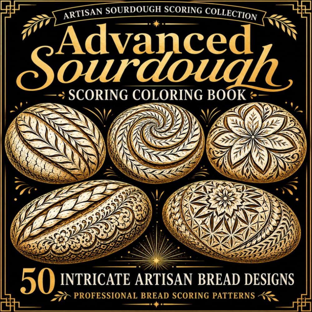 Advanced Sourdough Scoring Coloring Book: Intricate Artisan Bread Designs for Adults Featuring Professional Scoring Patterns, Decorative Loaves, ... (Artisan Bread Scoring Coloring Collection)