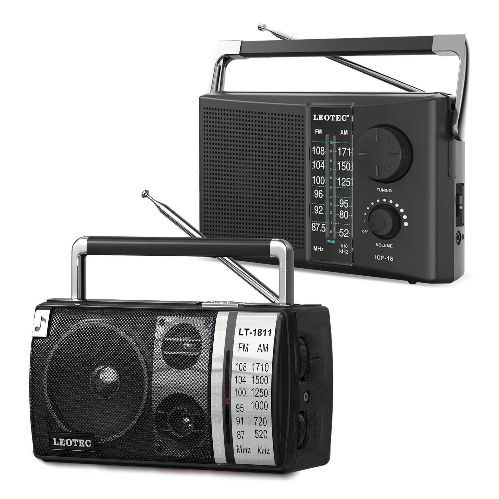 LEOTECPortable AM/FM Radio with Best Reception, Battery Operated or AC Power, Bluetooth Radio