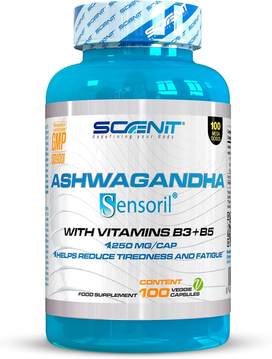 Ashwagandha capsule - Ashwagandha Sensoril con oltre il 10% senza anolidi, con Vitamina B3 e Vitamina B5-250 mg per capsula - 100 capsule vegane per 100 giorni