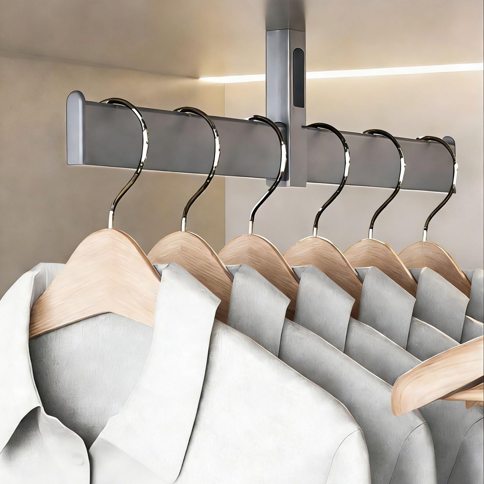 Uchwyt Hanr Commercial Home Closet Wiszący drążek do odzieży Idealny do sypialni, łazienki i szafki (szary)