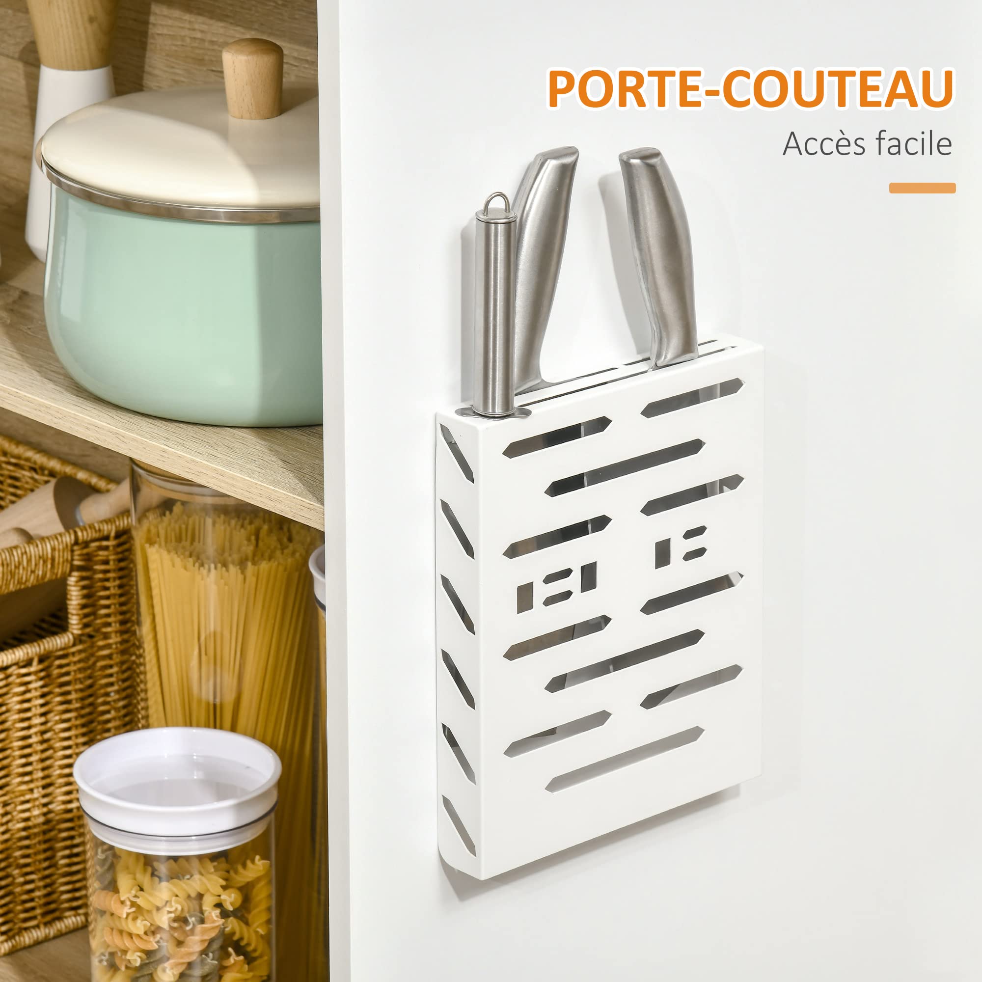 HOMCOM Ilot Central Cuisine Meuble de Rangement Cuisine de Service avec Plan de Travail Rabattable en Bois de Caoutchouc et 2 étagères - 140 x 55 x 91 cm