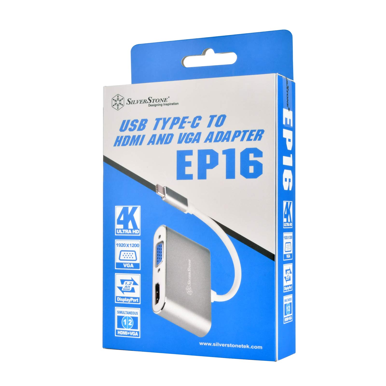 SilverStone SST-EP16C - USB Type-C auf VGA & HDMI Adapter