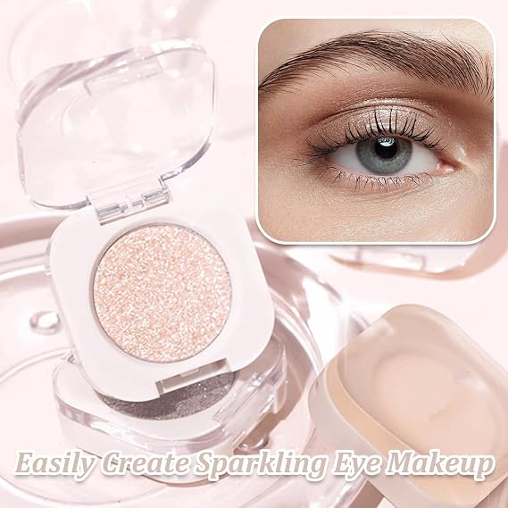 Glitter Eyeshadow Palette - Single Shimmer Eye Shadow Sparkly - Sheer Glow Glitter Eye Make Up for Women Girls - Ultra-fine Powder Multiuse Long-Lasting Waterproof for Festival Crystals Makeup