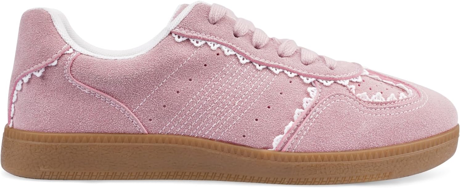 Women's Lace Detail Lace-Up Casual Sneakers - Elegant Ribbon Ribbon Lace Walking Shoes Non-Slip Sole Breathable Comfort for Daily Outfits