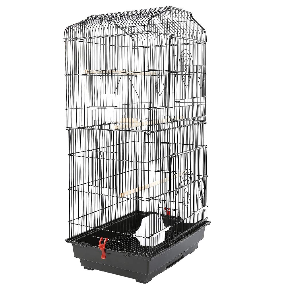 Gabbia Voliera per Uccelli Grande Pappagalli Calopsite in Metallo Giocattolo da Interno e Esterno Nera,Gabbia per uccelli appollaiata in filo metallico da 46 * 36 * 92 cm (nera)