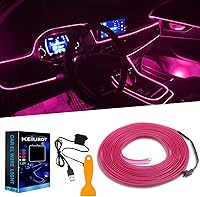 Vista 10 de Luces de cable EL para el interior del coche, luz de panel azul neón de 16 pies/5 m, tira de luz LED para coche, USB 5V, decoración