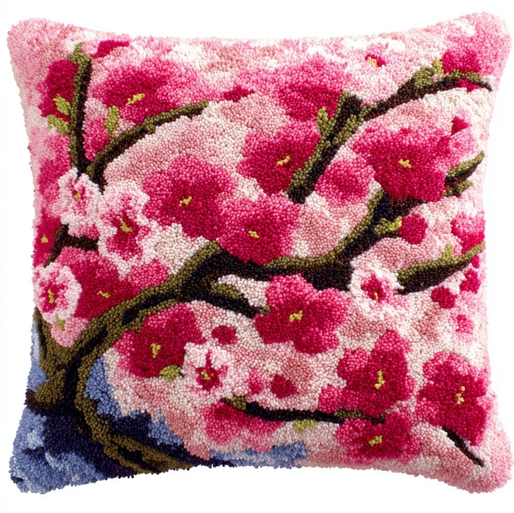 AxiangziK Latch Hook Pillow Kit for Beginners,Plum Blossom Branches