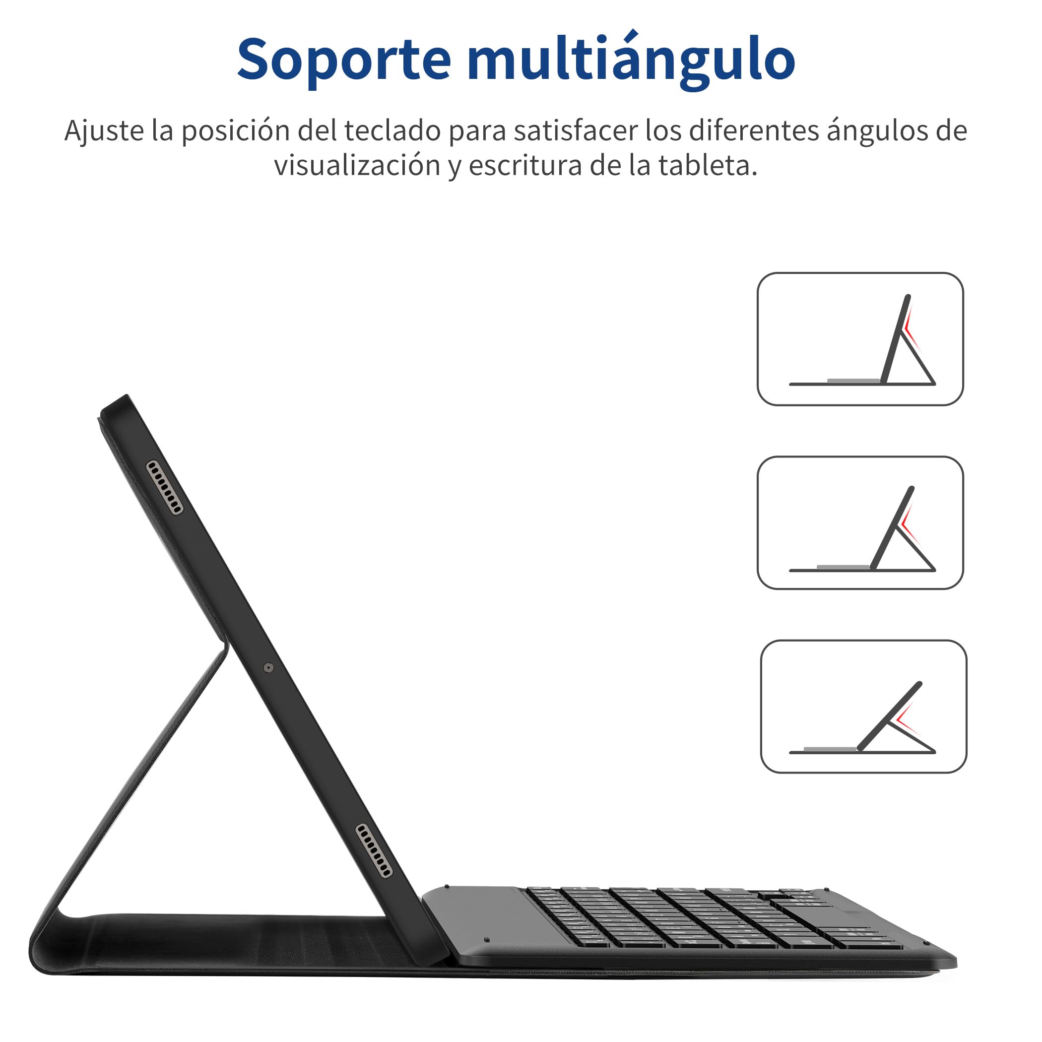 EasyAcc Funda con Teclado para Samsung Galaxy Tab S10 Lite 5G / S10 FE / S9 FE / S9 10.9" / 11" (2025/2023) con Película, Teclado Español Ñ Bluetooth Desmontable, Negro