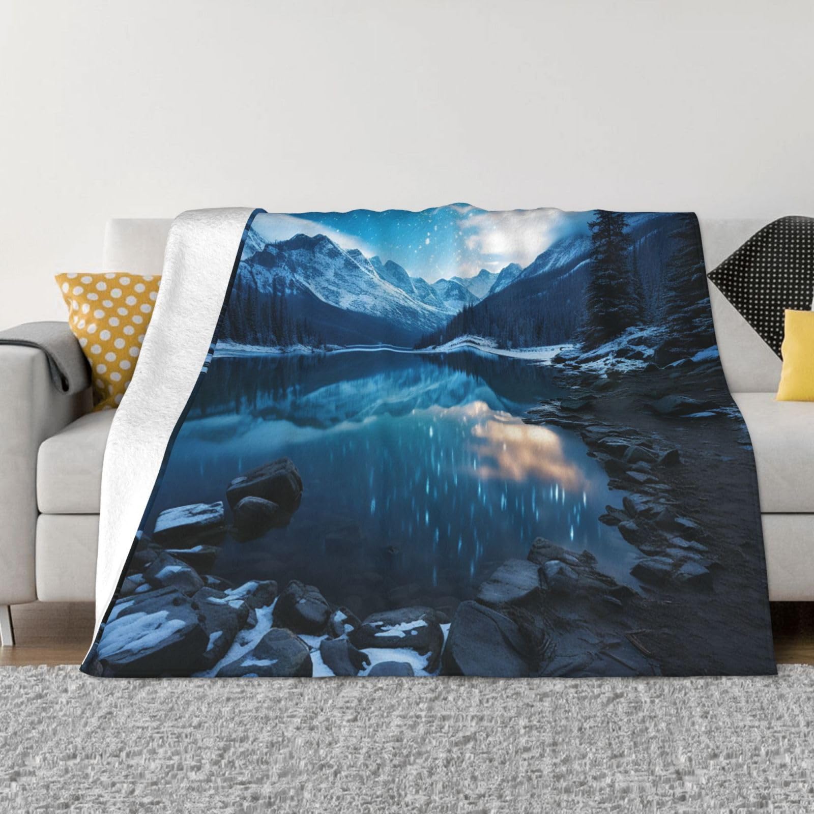 Couverture polaire en flanelle 127x100 cm jeté de canapé nuit étoilée